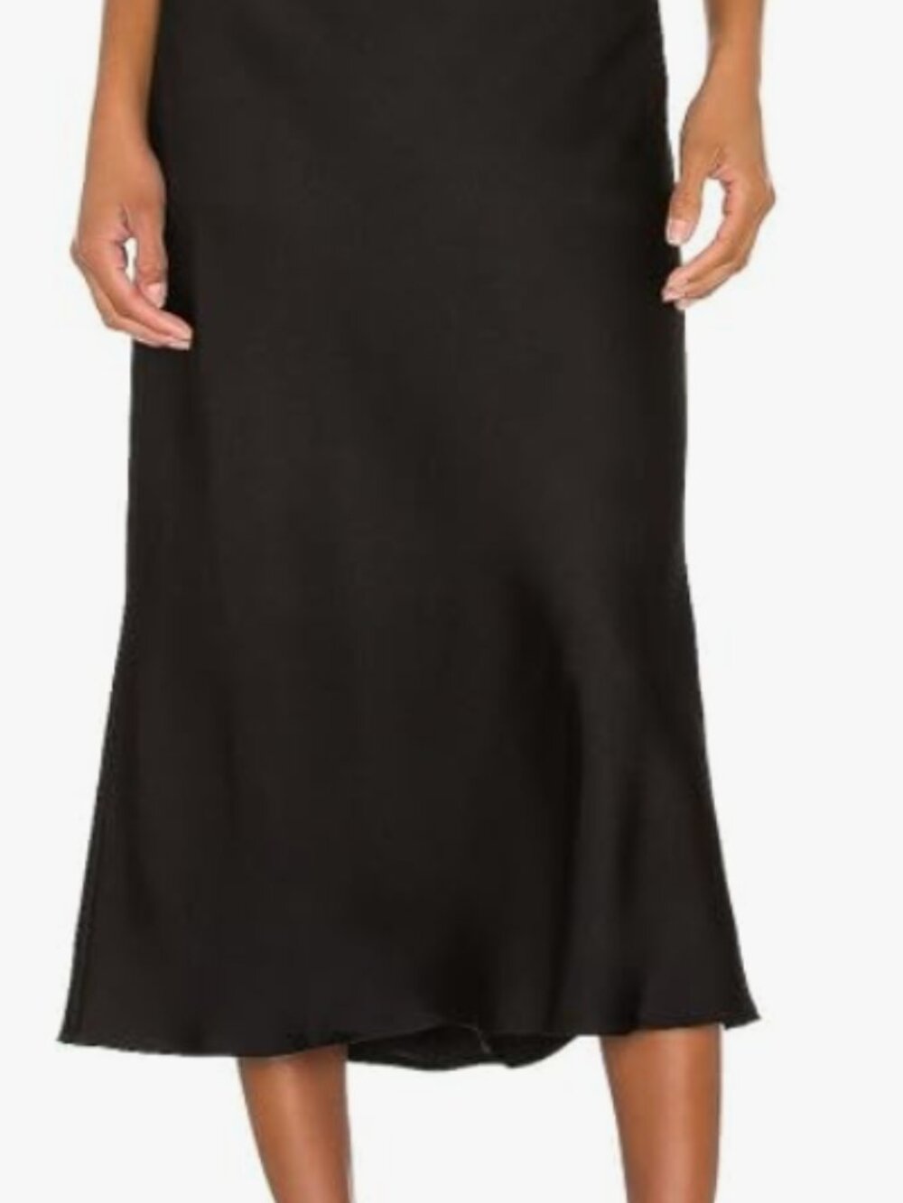 Women Silk Satin Mermaid Midi Skirt Elastic High Waist Office Work Skirt